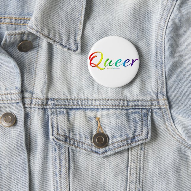 SlipperyJoe's queer single expressive word smooth  2 Inch Round Button (In Situ)