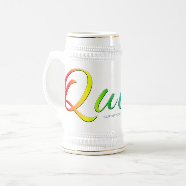 SlipperyJoe's queer single expressive word smooth  Beer Stein (Front Left)