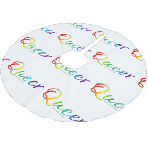 SlipperyJoe's queer single expressive word smooth  Brushed Polyester Tree Skirt