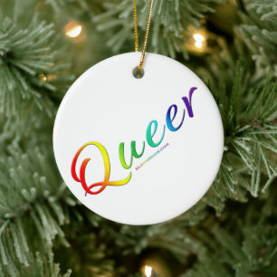 SlipperyJoe's queer single expressive word smooth Ceramic Ornament