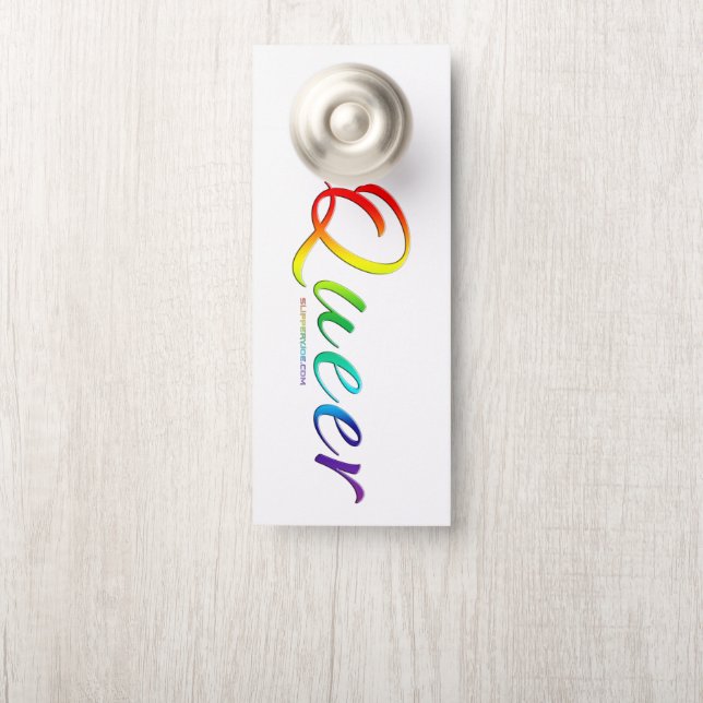 SlipperyJoe's queer single expressive word smooth  Door Hanger (On Knob)