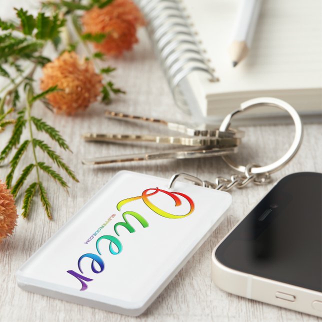 SlipperyJoe's queer single expressive word smooth  Keychain (Front Right)