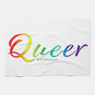 SlipperyJoe's queer single expressive word smooth Kitchen Towel