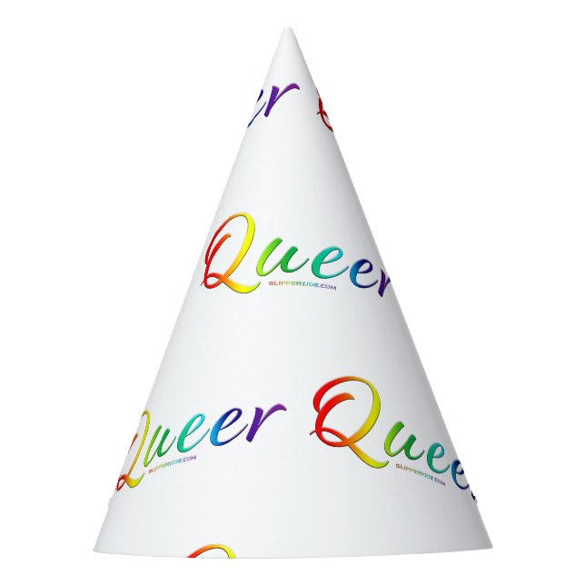 SlipperyJoe's queer single expressive word smooth  Party Hat (Front)