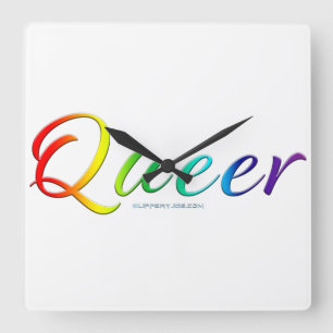 SlipperyJoe's queer single expressive word smooth  Square Wall Clock