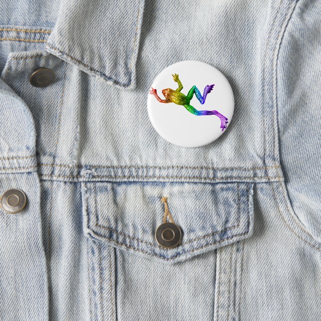 SlipperyJoe's rainbow coloured frog rendered sculp 2 Inch Round Button (In Situ)