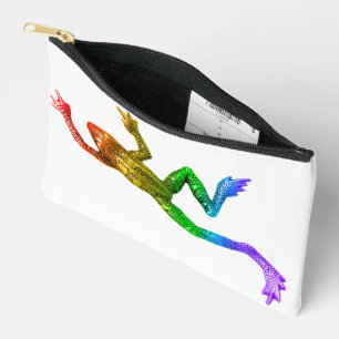 SlipperyJoe's rainbow coloured frog rendered sculp Accessory Pouch