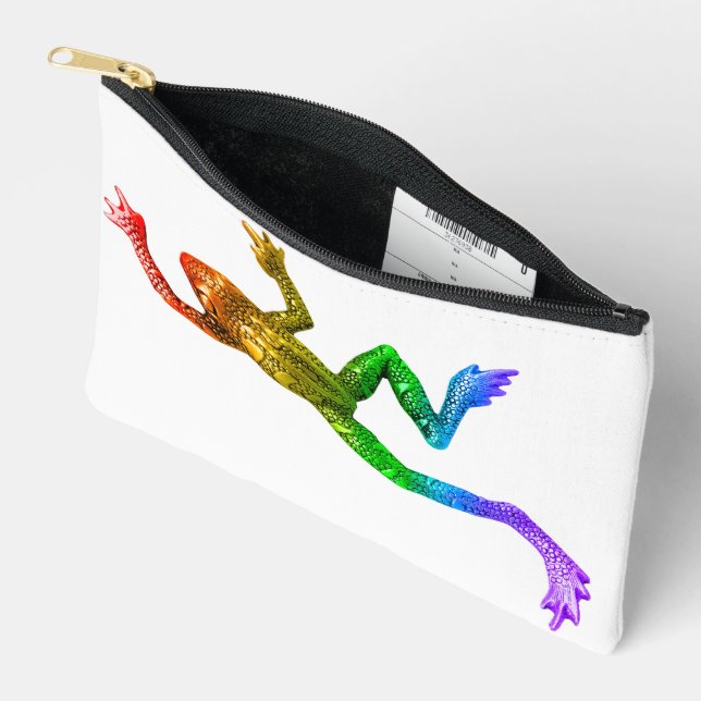 SlipperyJoe's rainbow coloured frog rendered sculp Accessory Pouch (Open)