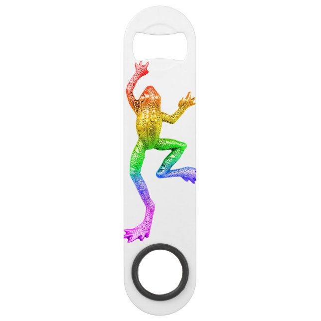 SlipperyJoe's rainbow coloured frog rendered sculp Bar Key (Front)