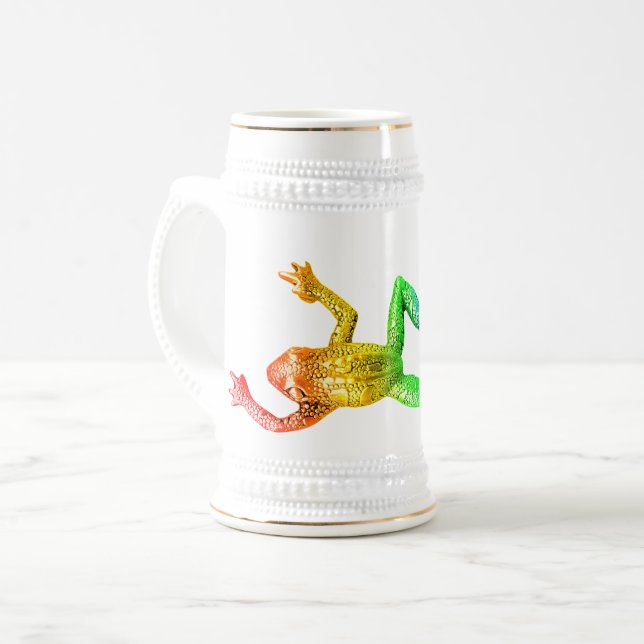 SlipperyJoe's rainbow coloured frog rendered sculp Beer Stein (Front Left)