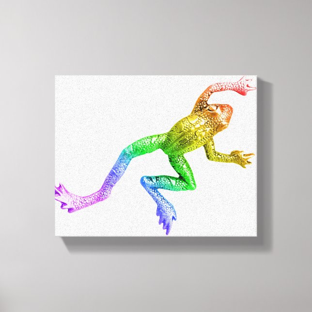SlipperyJoe's rainbow coloured frog rendered sculp Canvas Print (Front)