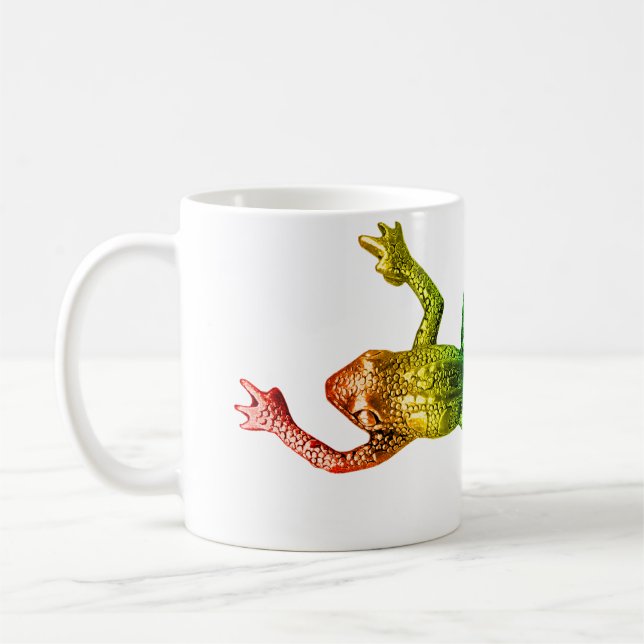 SlipperyJoe's rainbow coloured frog rendered sculp Coffee Mug (Left)