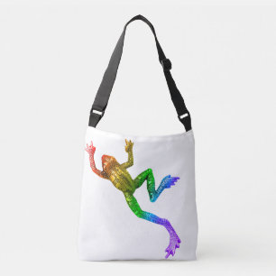 SlipperyJoe's rainbow coloured frog rendered sculp Crossbody Bag