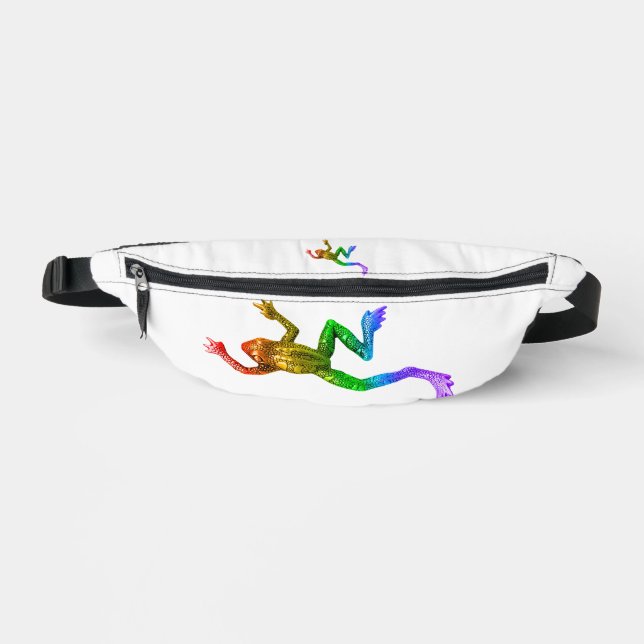 SlipperyJoe's rainbow coloured frog rendered sculp Fanny Pack (Front)