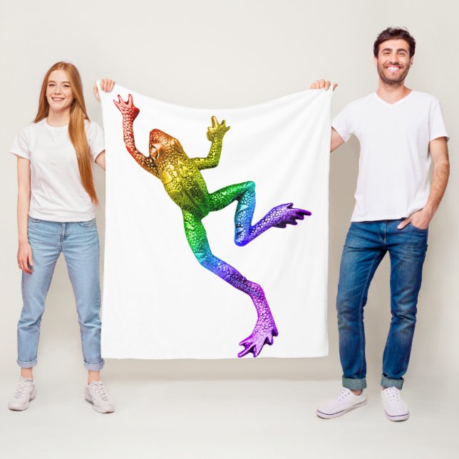 SlipperyJoe's rainbow coloured frog rendered sculp Fleece Blanket (In Situ)