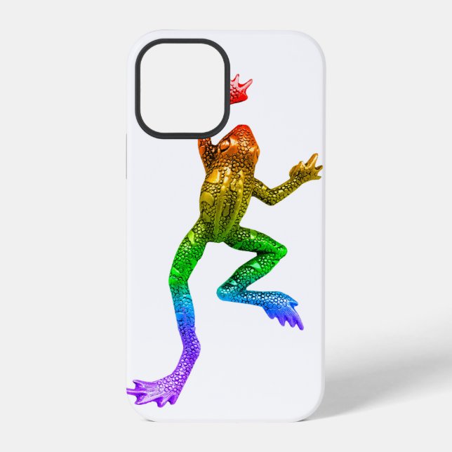 SlipperyJoe's rainbow coloured frog rendered sculp iPhone Case (Back)