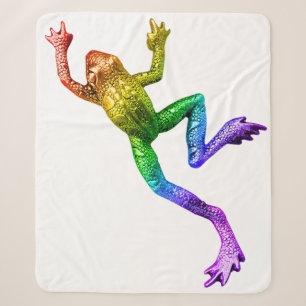 SlipperyJoe's rainbow coloured frog rendered sculp Sherpa Blanket