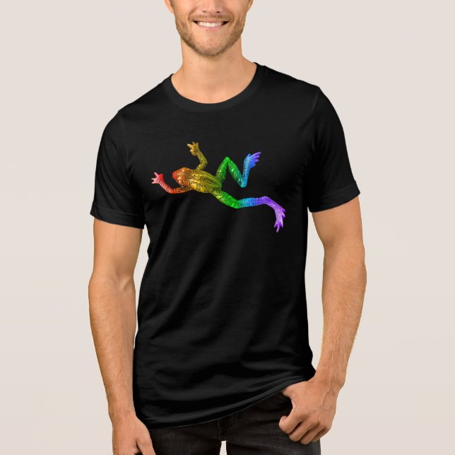 SlipperyJoe's rainbow coloured frog rendered sculp Tri-Blend Shirt (Front)