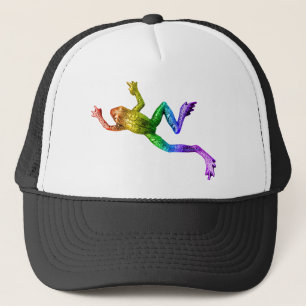 SlipperyJoe's rainbow coloured frog rendered sculp Trucker Hat