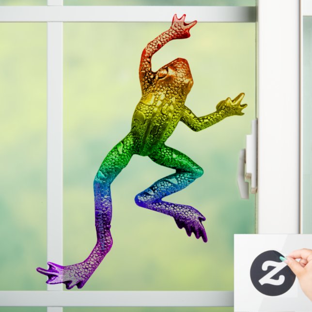 SlipperyJoe's rainbow coloured frog rendered sculp Window Cling (Home)