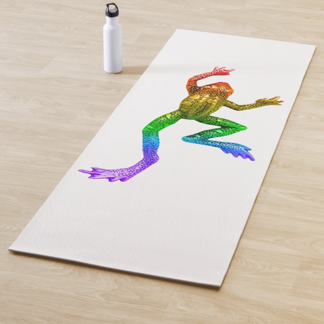 SlipperyJoe's rainbow coloured frog rendered sculp Yoga Mat (In Situ)