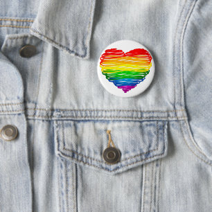 SlipperyJoe's rainbow coloured heart scribbled swi 2 Inch Round Button
