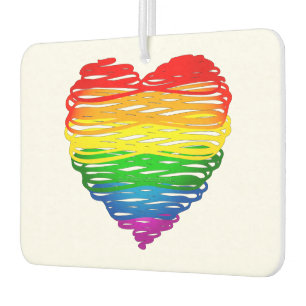 SlipperyJoe's rainbow coloured heart scribbled swi Air Freshener