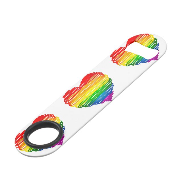 SlipperyJoe's rainbow coloured heart scribbled swi Bar Key (Back Angled)