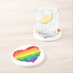 SlipperyJoe's rainbow coloured heart scribbled swi Coaster<br><div class="desc">SlipperyJoe's rainbow coloured heart scribbled swirling hand drawn lines loops overlaping vibrant energetic shape pulse sensation radiating energy artistic LGBTQIA gay pride gifts continuous gradient feels alive motion red orange yellow green blue purple transcends colourful illustration spontaneous expressive feel uneven lines radiating outwards love inclusivity message</div>