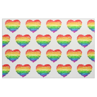SlipperyJoe's rainbow coloured heart scribbled swi Fabric