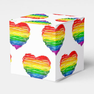 SlipperyJoe's rainbow coloured heart scribbled swi Favor Box