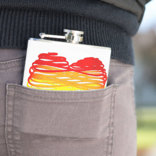 SlipperyJoe's rainbow coloured heart scribbled swi Hip Flask