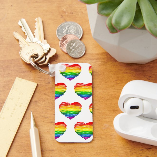 SlipperyJoe's rainbow coloured heart scribbled swi Keychain (Desk)