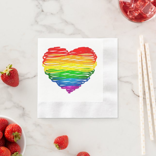SlipperyJoe's rainbow coloured heart scribbled swi Napkin (Insitu)