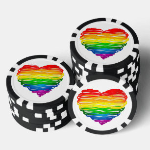 SlipperyJoe's rainbow coloured heart scribbled swi Poker Chips
