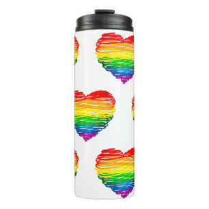 SlipperyJoe's rainbow coloured heart scribbled swi Thermal Tumbler
