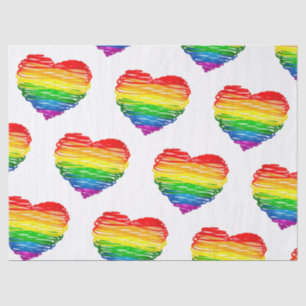 SlipperyJoe's rainbow coloured heart scribbled swi Tissue Paper