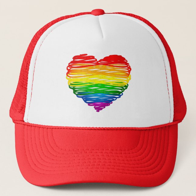 SlipperyJoe's rainbow coloured heart scribbled swi Trucker Hat (Front)