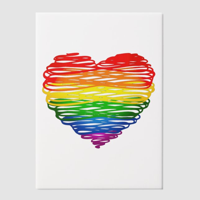 SlipperyJoe's rainbow coloured heart scribbled swi Vellum Invitations (Front)