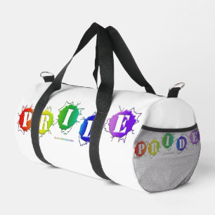 SlipperyJoe's rainbow coloured pride sign bursts w Duffle Bag