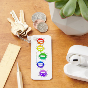 SlipperyJoe's rainbow coloured pride sign bursts w Keychain