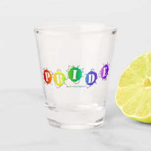 SlipperyJoe's rainbow coloured pride sign bursts w Shot Glass