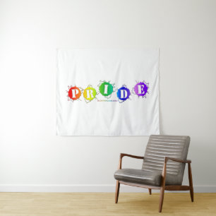 SlipperyJoe's rainbow coloured pride sign bursts w Tapestry
