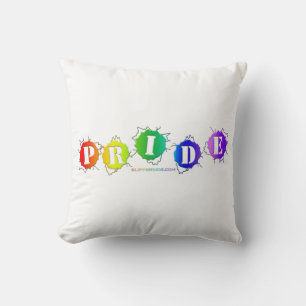 SlipperyJoe's rainbow coloured pride sign bursts w Throw Pillow