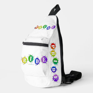 SlipperyJoe's rainbow coloured pride sign word thr Sling Bag