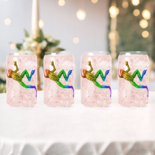 SlipperyJoe's rainbow gradient frog vibrant amphib Can Glass