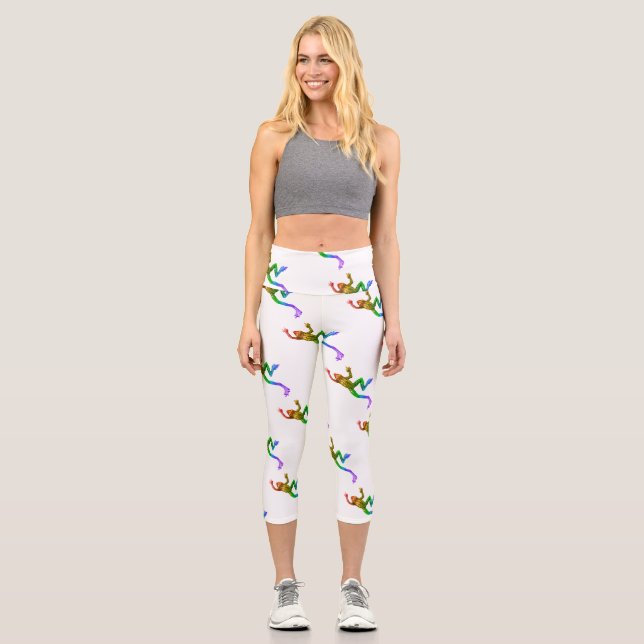 SlipperyJoe's rainbow gradient frog vibrant amphib Capri Leggings (Front)