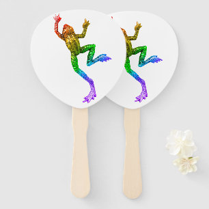 SlipperyJoe's rainbow gradient frog vibrant amphib Hand Fan