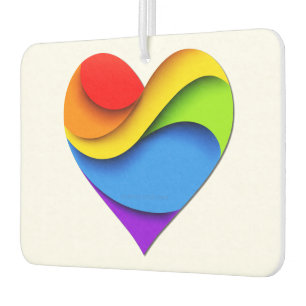 SlipperyJoe's rainbow layered heart shape red oran Air Freshener