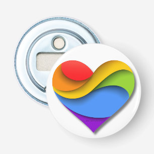 SlipperyJoe's rainbow layered heart shape red oran Bottle Opener